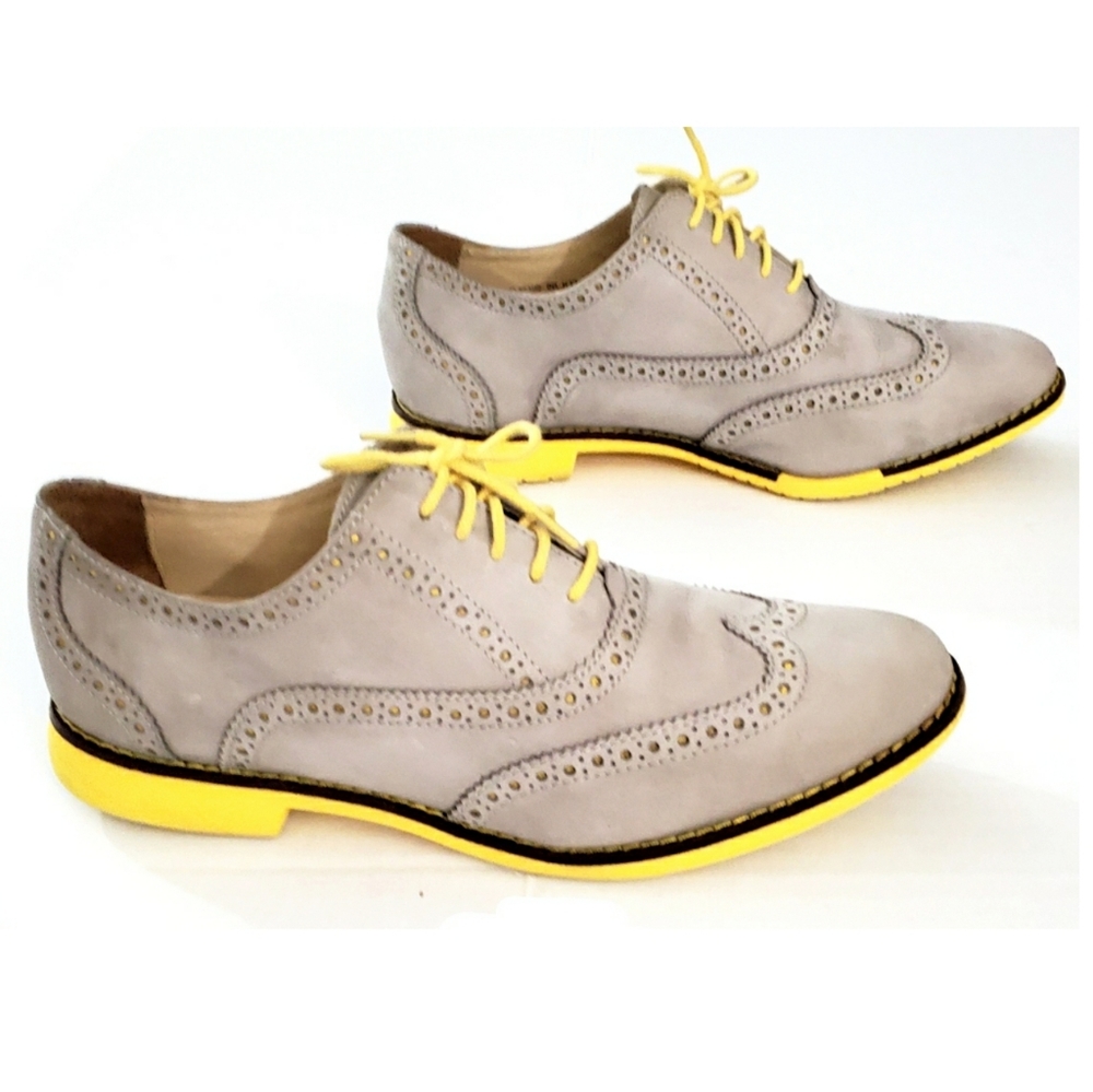 Cole Haan GRAMERCY Leather Oxford Gray Yellow